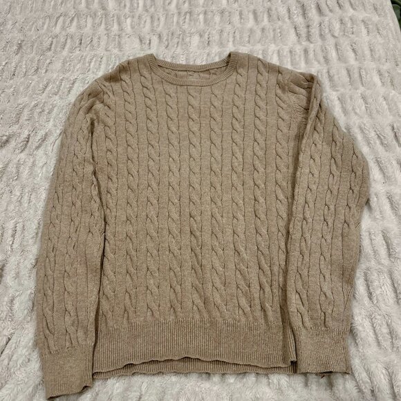 St, Johns Bay Cable Knit Sweater Stretch Long Sleeve Tan Mens Size XL - Picture 1 of 6